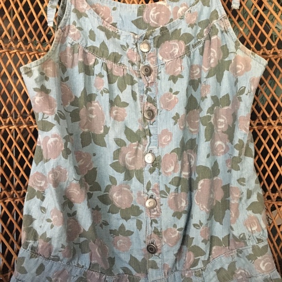 Vintage 90s rose floral button up short romper - Picture 2 of 9